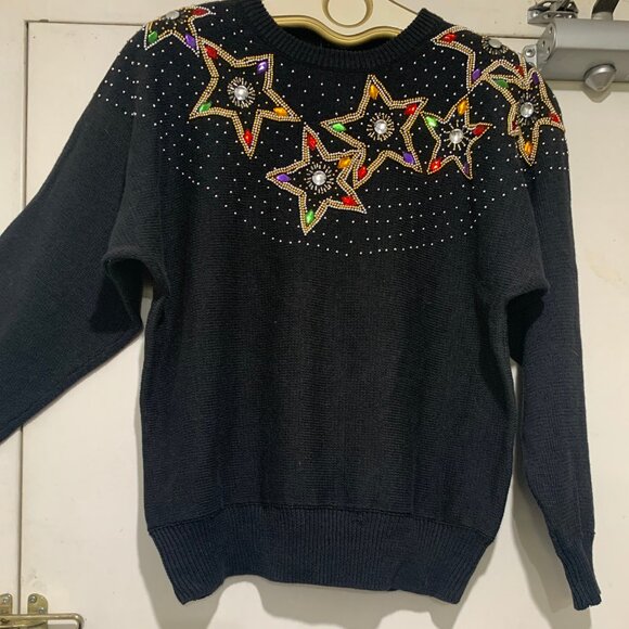 VINTAGE TAMRA EMBELLISHED KNIT COTTON BLEND SWEATERS SIZE L - Picture 6 of 9